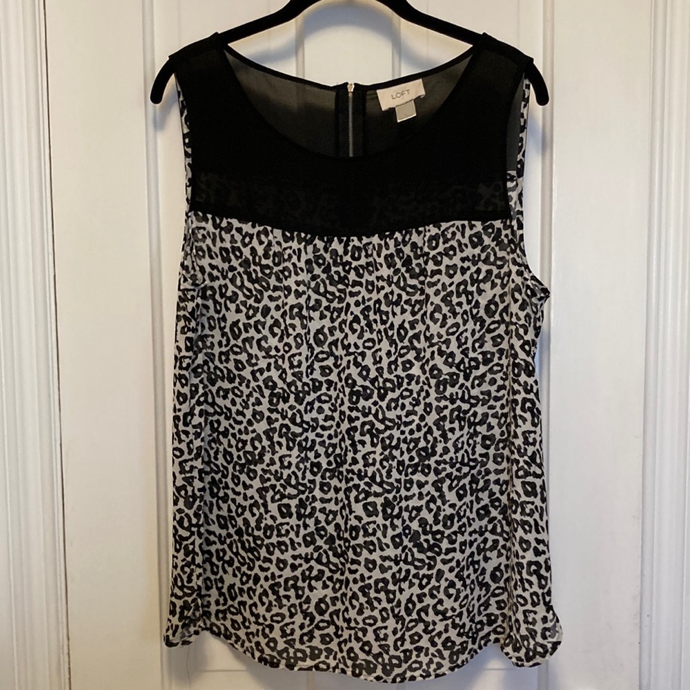 Loft animal print sheer tank top; size L
